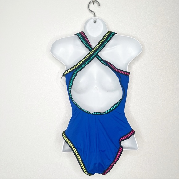 NWT La Blanca Blue Crossback One Piece Swimsuit Size 4 Tummy Control - Picture 5 of 6